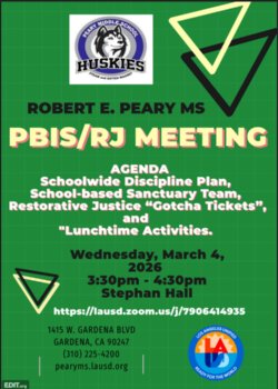 Please join us for our March 2026  PBIS/RJ Meeting.